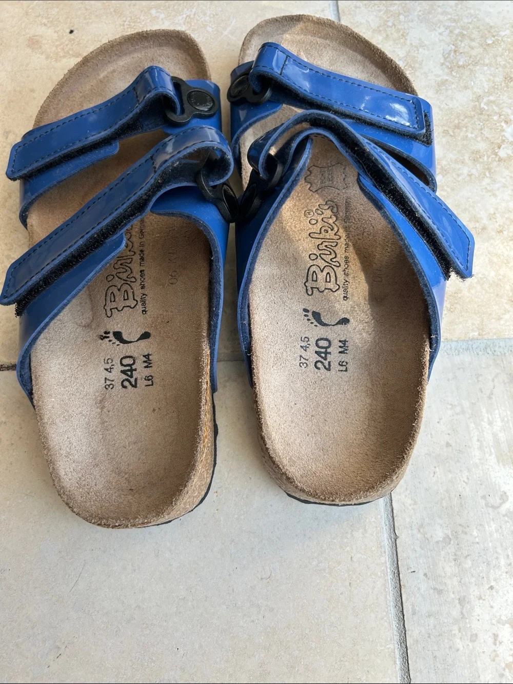Birkenstock Blue Patent Two-Strap Women’s Sandals